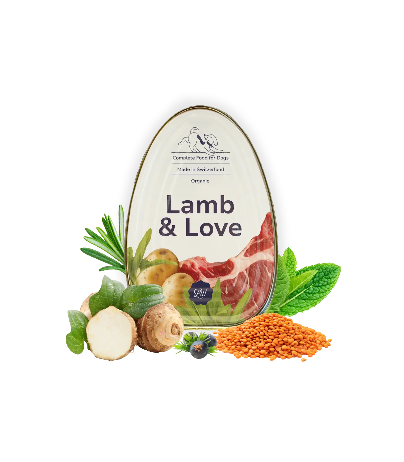 LOONAWELL's Complete Food for Dogs, Lamb & Love to go above and beyond your dog's dietary needs. Organic and human grade. Made in Switzerland.